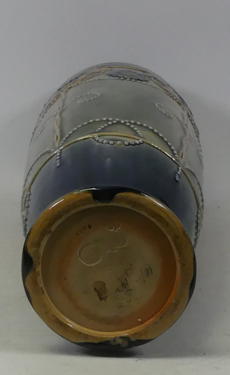 Royal Doulton Lambeth Stoneware vase decorated with art nouveau flowers. Height 35cm - Image 2 of 2