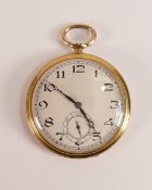 9ct gold pocket watch, d.4.25cm, 51.5g. (top winder missing)