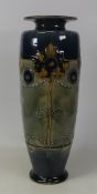 Royal Doulton Lambeth Stoneware vase decorated with art nouveau flowers. Height 35cm