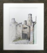 Helen RANDALL (Local Artist) View of Short Street in Longton. Pen and wash on paper. Framed behind