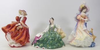 Royal Doulton Lady Figurines to include Elyse HN2474, Katherine HN3708, Top O' The Hill HN1834 (3)