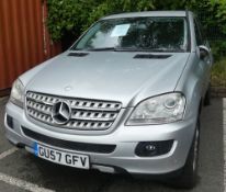 2007 Mercedes ML280 ED-s CDI 4 Matic Estate in silver with 2987cc diesel engine. Reg No: GU57 GFV.