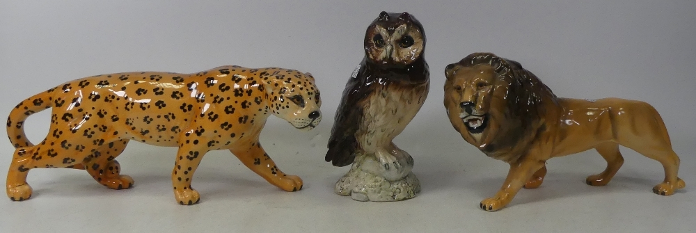 Beswick selection of animals to include prowling leopard, Growling Lion also Royal Doulton Short - Image 2 of 2