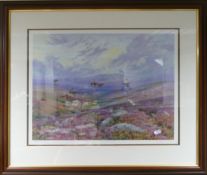 Elizabeth HOLSTEAD (20th Century) Signed Print 'Deep Purple'. Framed behind glass. Size incl. frame,