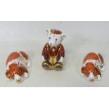 Royal Crown Derby Paperweights to include two Puppy, Scottish Teddy Fraser all gold stoppers (two