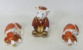 Royal Crown Derby Paperweights to include two Puppy, Scottish Teddy Fraser all gold stoppers (two