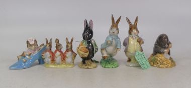 A group of six Beswick Beatrix Potter BP3B to include Peter Rabbit, Little Black Rabbit, Flopsy,