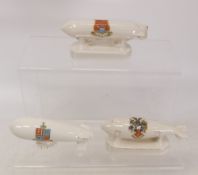 Crested Ware, Three figures of Zeppelin Balloons including Arcadian examples. (3)