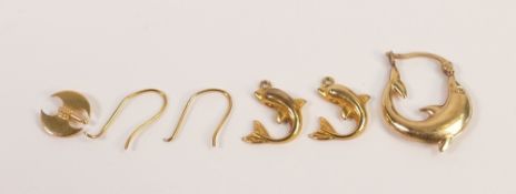 Misc. gold items, 14ct gold 2.8g & 9ct odd earring 0.6g.