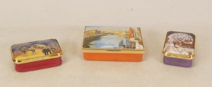 Three Halcyon Days enamels featuring Grand Canal with Rialto Bridge, Venice, after a painting by Sir
