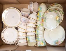 A collection of Tuscan China to include floral decorative trios and pink and gilt decorated