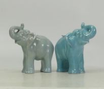 Beswick Blue Gloss two Trumpeting Elephant, 12cm tall (2)