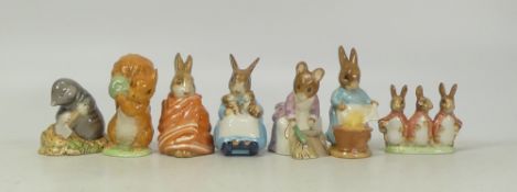 Beswick Beatrix Potter Character Figures 3B Mrs Rabbit and Bunnies, Poorly Peter Rabbit, Diggory
