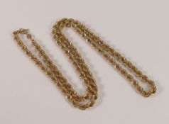 9ct gold twisted rope necklace, L.24 inch/61cm, 11.8g.