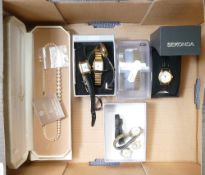 A collection of ladies wristwatches including Sekonda, Fashion by Lotus simulated pearl set etc