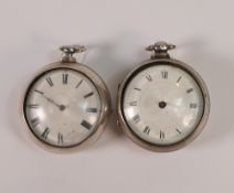 Two silver pair cased verge watches, no key so sold as not working. No condition report available on