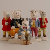 A Beswick set of figures - Rupert Bear and friends, comprising Rupert, Rupert Snowballing, Algy Pug,