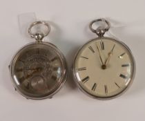 Two silver cased pocket watches, no keys so sold as not working. No condition report available on
