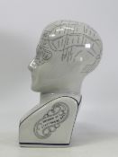 L. N. Fowler Ceramic Phrenology Head. Height: 30cm.