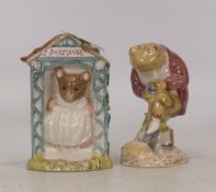 Royal Albert Beatrix Potter figures jeremy Fisher Digging and Miss Dormouse. (2)