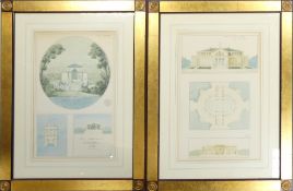Two Framed Architectural Prints, after the 19th century originals. Girard, Pavillon de Bain of