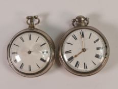 Two silver pair cased verge watches, no key so sold as not working. No condition report available on