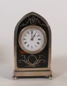 Silver & tortoiseshell cased small travelling clock, not working, case dated to London 1906, 10cm