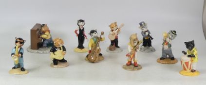 Beswick Cat Band consisting of Bravura Brass CC8, Purrfect Pitch CC1, Trad Jazz Tom CC5, Calypso