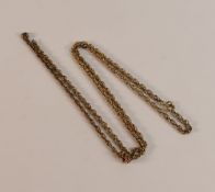 Yellow metal necklace, the clast stamped 9ct, the chain electronically tested to be 5ct gold, 13.