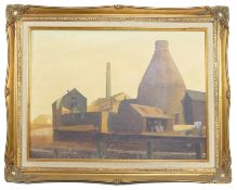Ray SHELDON (local artist, 20th century) Canalside pot bank scene. Oil on canvas. in gilt frame with