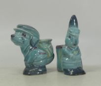 Beswick Blue Gloss Dog in cap & bag 624, Rabbit Golfer (slight chip to base) tallest 12cm (2)