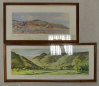 Christopher Ware - framed watercolour of G.W.R 0-6-0 steam locomotive. Also includes two carriage