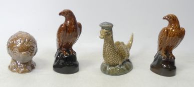 Beswick Scotch Whiskey miniature decanters to include Flying Haggis, Loch Ness Monster(sealed),