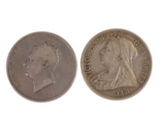 Victoria Half Crowns 1825 & 1899 (2)