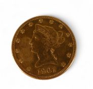 Gold US $10 coin dated 1902, 16.7g.