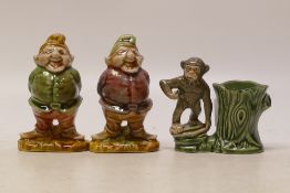 Wade Leprechaun figures & Monkey Vase. Height of Tallest 11cm. (3)