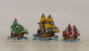 Wade 1950's Snippet Set Mayflower, Santa Maria & Revenge. (3)