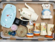 Wadeheath selection to include Commemorative Jugs, also glass paper weights, Wade dish, bear money