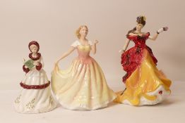 Three Royal Doulton lady figures to include Belle HN3703, figure of the year 1996, Deborah HN3644,