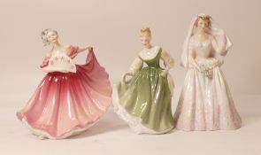 Three Royal Doulton Lady figures to include The Bride HN2166, Elaine HN3307 and Fair Lady HN2193. (