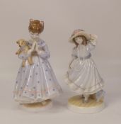 Royal Worcester figures depicting Children to include:-Grandma's Bonnet together with I Wish, both
