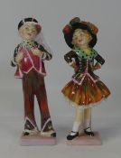 Royal Doulton early figures, Pearly Girl HN1483 and Pearly Boy. (H: 14cm) (2)