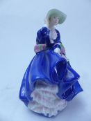 Royal Doulton lady figure, Top o' the Hill HN3735, blue colourway, limited edition no. 3108 of 3500.