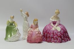 Four Royal Doulton lady figures to include Victoria HN7421, Thinking of You HN3124, Rose HN1368