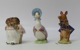 Beatrix Potter's Beswick Character BP-2a figures to include:-Mrs Tiggy Winkle, Jemima Puddle-duck