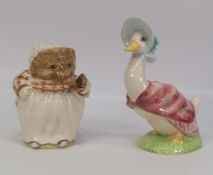 Royal Doulton Beswick Jemima Puddle-duck and Mrs Tiggy-Winkle, a pair of large gold edition, limited