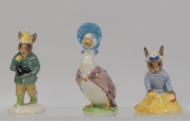 Beatrix Potter character figures to include Beswick BP1a Jemima Puddleduck together with Royal