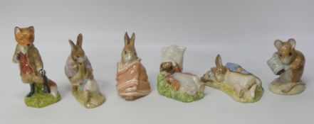 Royal Albert Beatrix Potter Character BP-6a figurines to include:- Mr Tod, Mr Benjamin Bunny and