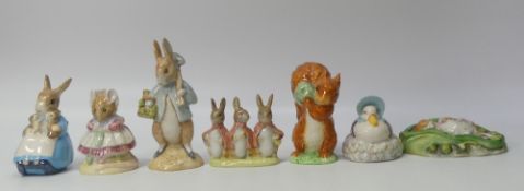 Beswick Beatrix Potter BP-3b Character Figures to include:-Mrs Rabbit and Bunnies, Jemima Puddle-