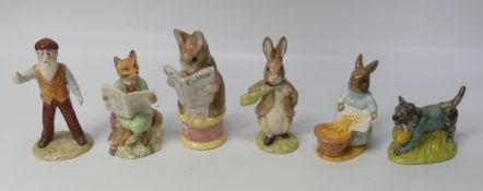 Royal Albert Beatrix Potter Character BP-6a figurines to include:- John Joiner, Mr McGregor, Foxy